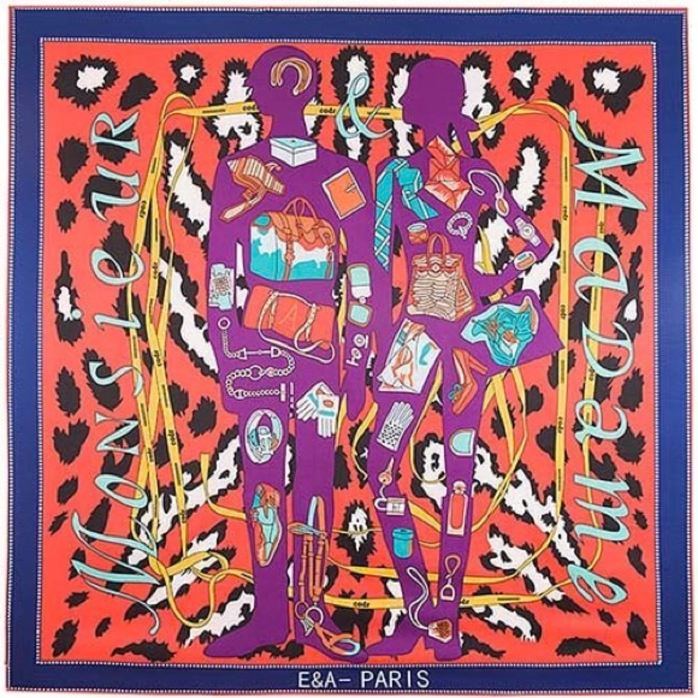 Monsieur & Mademe Silk Colorful Graphic Scarf